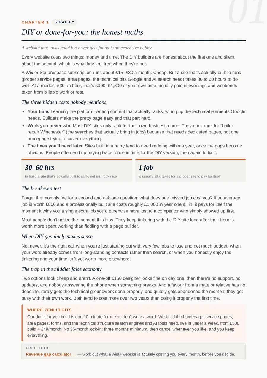Chapter 1 page: DIY or done-for-you, the honest maths
