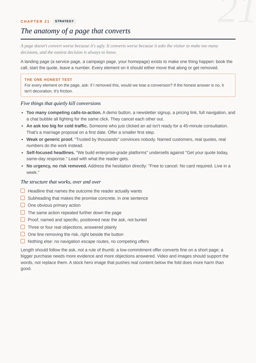 Chapter 21 page: the anatomy of a page that converts