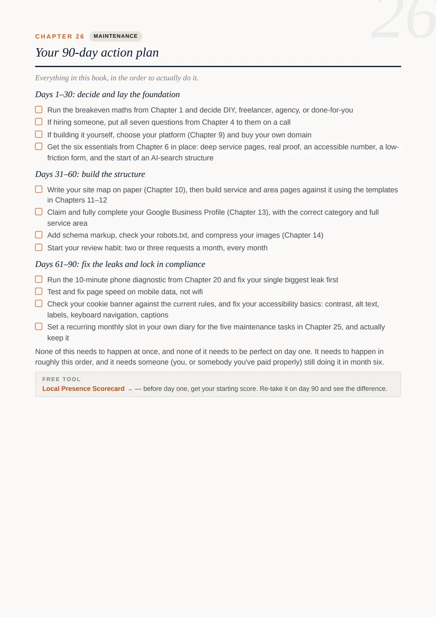 Chapter 26 page: your 90-day action plan